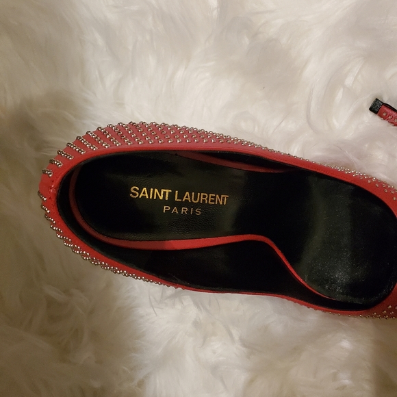 YSL Paris Studded Pointed-Toe Pump, red/Silver - Picture 12 of 16
